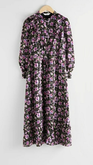 & Other stories printed ruffle bib Midi dress - Picture 4 of 4